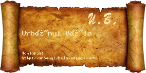 Urbányi Béla névjegykártya
