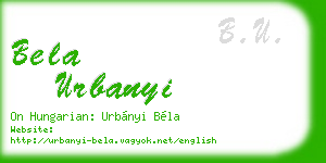 bela urbanyi business card